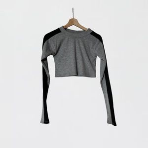 Adanola Gray and Black Long Sleeve Tee